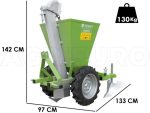 Vue latérale complète de la planteuse montrant la structure et la roue en caoutchouc